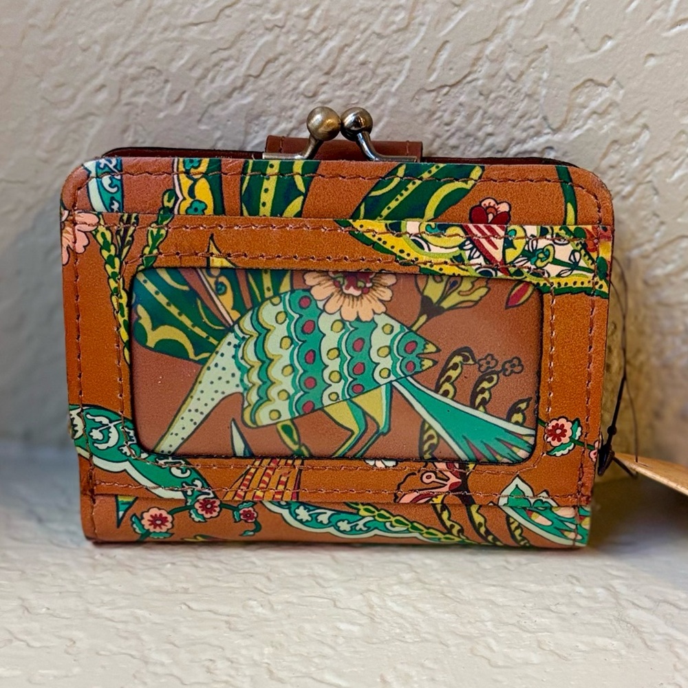 SOLD Patricia Nash 🦋 Iberia Leather Bifold Wallet in Tan Birds of Paradise NWT - Picture 2 of 7